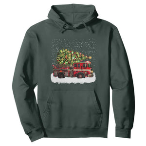 Fire Truck Christmas Hoodie Fireman Xmas Firefighter TS10 Dark Forest Green Print Your Wear