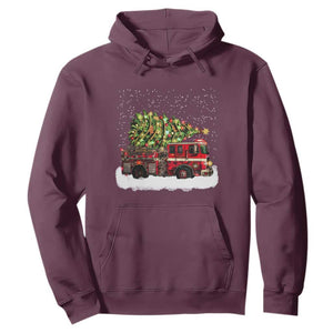 Fire Truck Christmas Hoodie Fireman Xmas Firefighter TS10 Maroon Print Your Wear