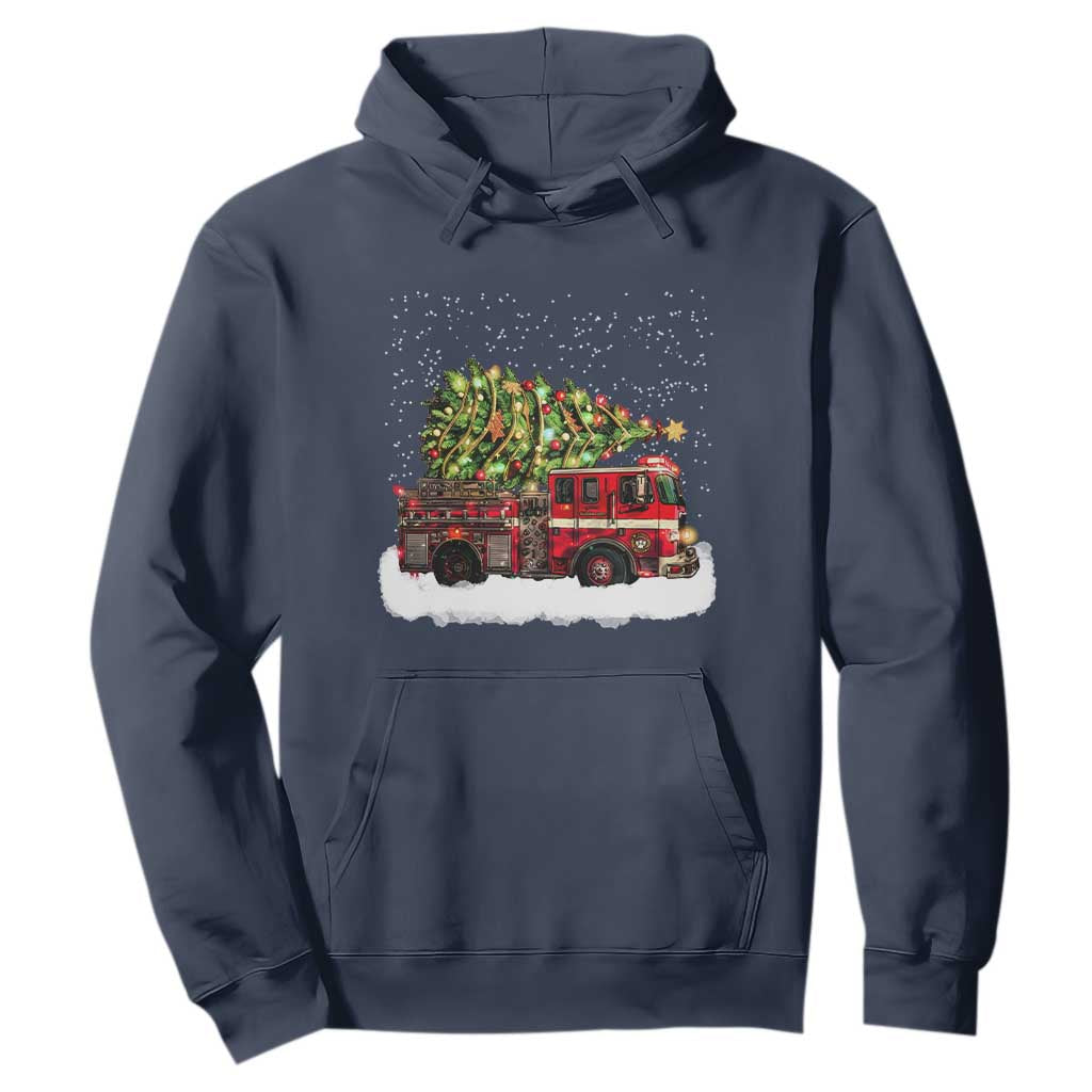 Fire Truck Christmas Hoodie Fireman Xmas Firefighter TS10 Navy Print Your Wear