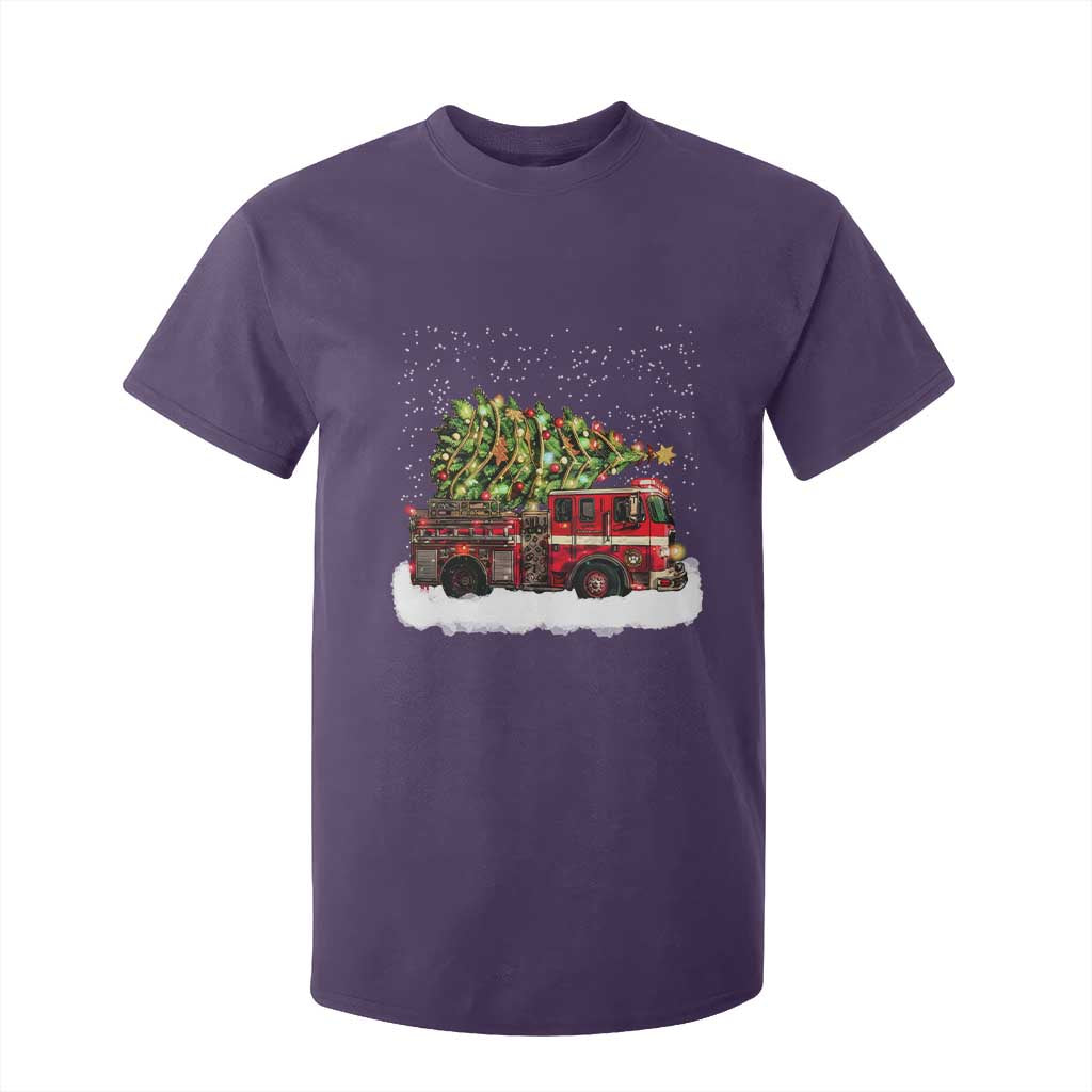 Fire Truck Christmas T Shirt For Kid Fireman Xmas Firefighter TS10 Purple Print Your Wear