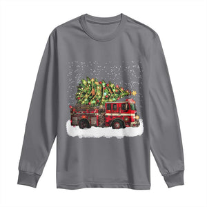 Fire Truck Christmas Long Sleeve Shirt Fireman Xmas Firefighter TS10 Charcoal Print Your Wear