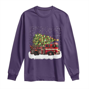 Fire Truck Christmas Long Sleeve Shirt Fireman Xmas Firefighter TS10 Purple Print Your Wear