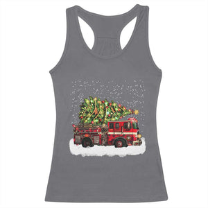 Fire Truck Christmas Racerback Tank Top Fireman Xmas Firefighter TS10 Charcoal Print Your Wear