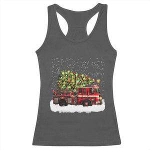 Fire Truck Christmas Racerback Tank Top Fireman Xmas Firefighter TS10 Dark Heather Print Your Wear