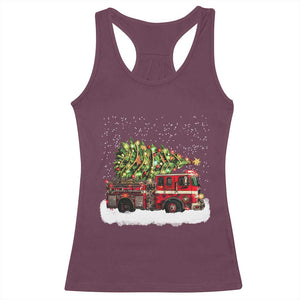 Fire Truck Christmas Racerback Tank Top Fireman Xmas Firefighter TS10 Maroon Print Your Wear