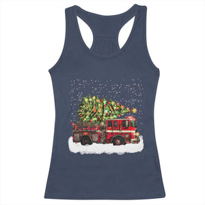 Fire Truck Christmas Racerback Tank Top Fireman Xmas Firefighter TS10 Navy Print Your Wear