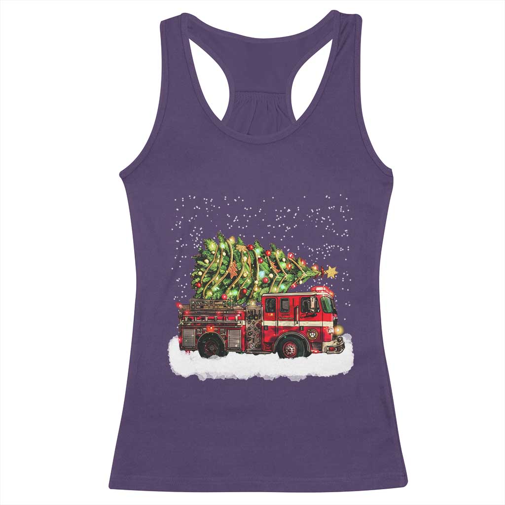 Fire Truck Christmas Racerback Tank Top Fireman Xmas Firefighter TS10 Purple Print Your Wear