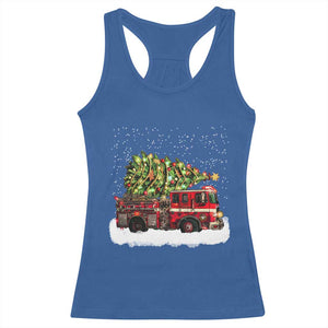 Fire Truck Christmas Racerback Tank Top Fireman Xmas Firefighter TS10 Royal Blue Print Your Wear