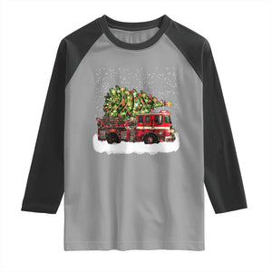 Fire Truck Christmas Raglan Shirt Fireman Xmas Firefighter TS10 Sport Gray Black Print Your Wear