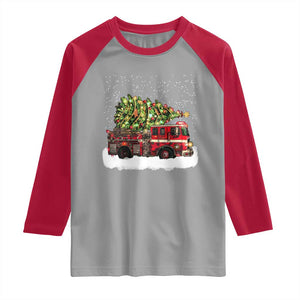 Fire Truck Christmas Raglan Shirt Fireman Xmas Firefighter TS10 Sport Gray Red Print Your Wear