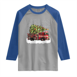 Fire Truck Christmas Raglan Shirt Fireman Xmas Firefighter TS10 Sport Gray Royal Print Your Wear