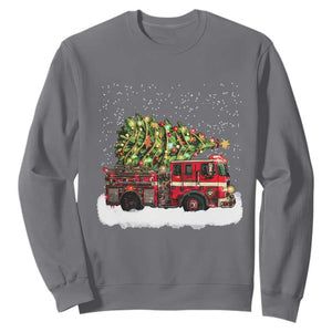 Fire Truck Christmas Sweatshirt Fireman Xmas Firefighter TS10 Charcoal Print Your Wear