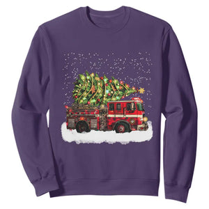 Fire Truck Christmas Sweatshirt Fireman Xmas Firefighter TS10 Purple Print Your Wear