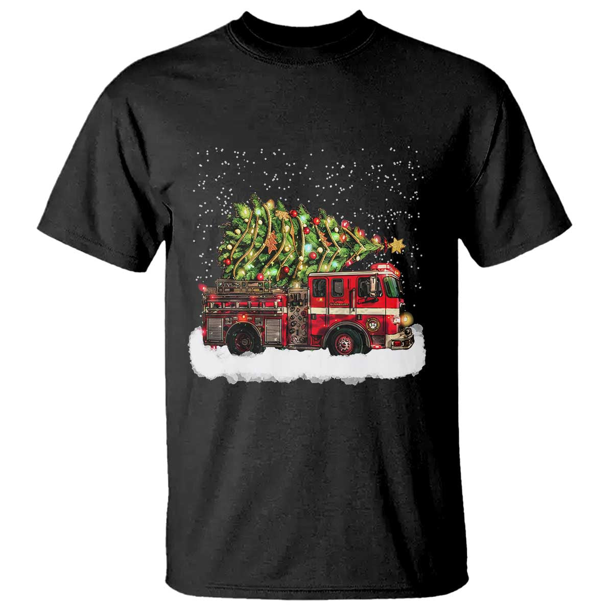 Fire Truck Christmas T Shirt Fireman Xmas Firefighter TS10 Black Print Your Wear