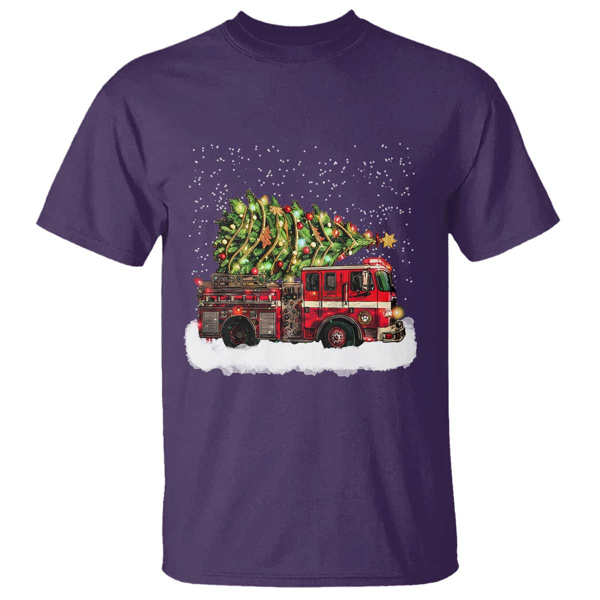 Fire Truck Christmas T Shirt Fireman Xmas Firefighter TS10 Purple Print Your Wear