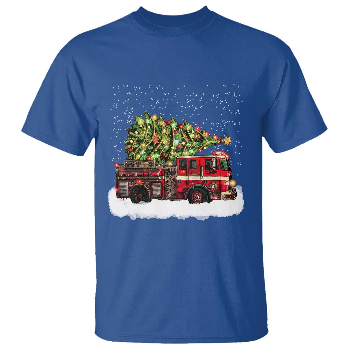 Fire Truck Christmas T Shirt Fireman Xmas Firefighter TS10 Royal Blue Print Your Wear