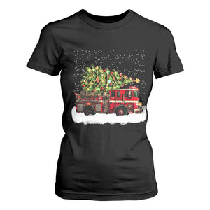 Fire Truck Christmas T Shirt For Women Fireman Xmas Firefighter TS10 Black Print Your Wear