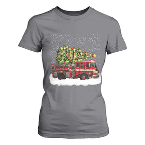 Fire Truck Christmas T Shirt For Women Fireman Xmas Firefighter TS10 Charcoal Print Your Wear