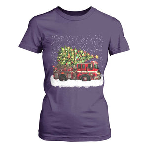 Fire Truck Christmas T Shirt For Women Fireman Xmas Firefighter TS10 Purple Print Your Wear