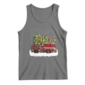 Fire Truck Christmas Tank Top Fireman Xmas Firefighter TS10 Black Heather Print Your Wear