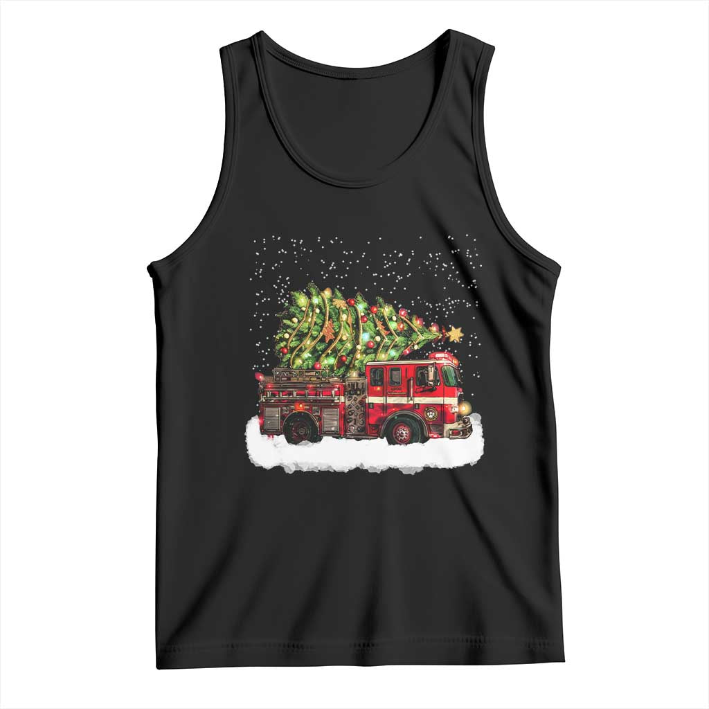 Fire Truck Christmas Tank Top Fireman Xmas Firefighter TS10 Black Print Your Wear