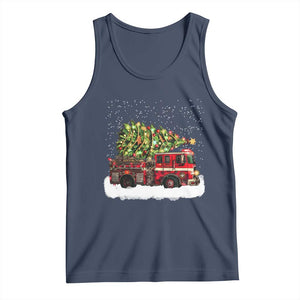 Fire Truck Christmas Tank Top Fireman Xmas Firefighter TS10 Navy Print Your Wear
