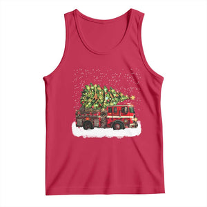 Fire Truck Christmas Tank Top Fireman Xmas Firefighter TS10 Red Print Your Wear