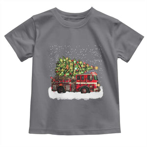 Fire Truck Christmas Toddler T Shirt Fireman Xmas Firefighter TS10 Charcoal Print Your Wear
