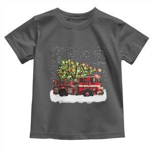 Fire Truck Christmas Toddler T Shirt Fireman Xmas Firefighter TS10 Dark Heather Print Your Wear