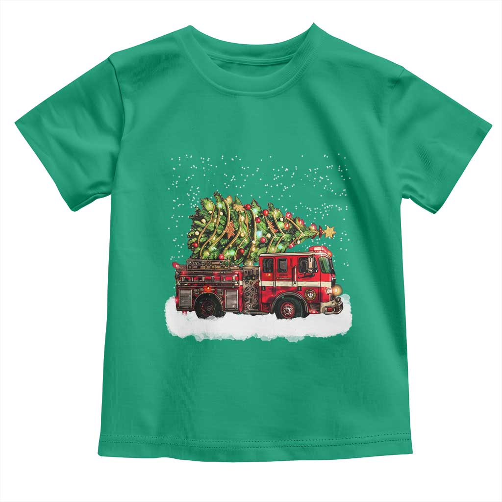 Fire Truck Christmas Toddler T Shirt Fireman Xmas Firefighter TS10 Irish Green Print Your Wear