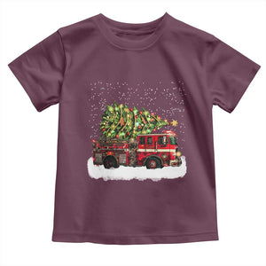 Fire Truck Christmas Toddler T Shirt Fireman Xmas Firefighter TS10 Maroon Print Your Wear