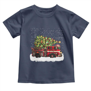 Fire Truck Christmas Toddler T Shirt Fireman Xmas Firefighter TS10 Navy Print Your Wear