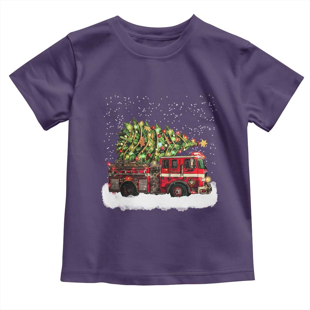 Fire Truck Christmas Toddler T Shirt Fireman Xmas Firefighter TS10 Purple Print Your Wear