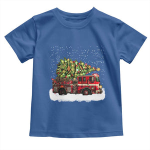 Fire Truck Christmas Toddler T Shirt Fireman Xmas Firefighter TS10 Royal Blue Print Your Wear