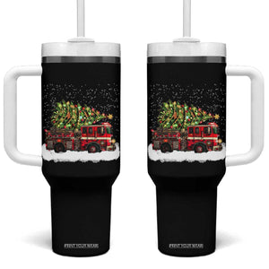 Fire Truck Christmas Tumbler With Handle Fireman Xmas Firefighter TS10 One Size: 40 oz Black Print Your Wear