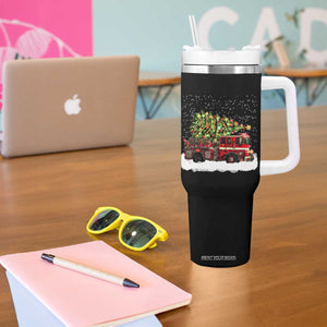 Fire Truck Christmas Tumbler With Handle Fireman Xmas Firefighter TS10 Print Your Wear