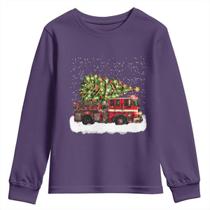 Fire Truck Christmas Youth Sweatshirt Fireman Xmas Firefighter TS10 Purple Print Your Wear
