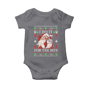 Funny Christmas Santa Baby Onesie Vintage Santa I Do It For The Ho's Ugly Christmas TS10 Charcoal Print Your Wear