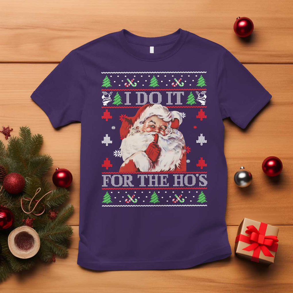 Funny Christmas Santa T Shirt Vintage Santa I Do It For The Ho's Ugly Christmas TS10 Purple Print Your Wear