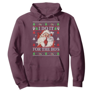 Funny Christmas Santa Hoodie Vintage Santa I Do It For The Ho's Ugly Christmas TS10 Maroon Print Your Wear