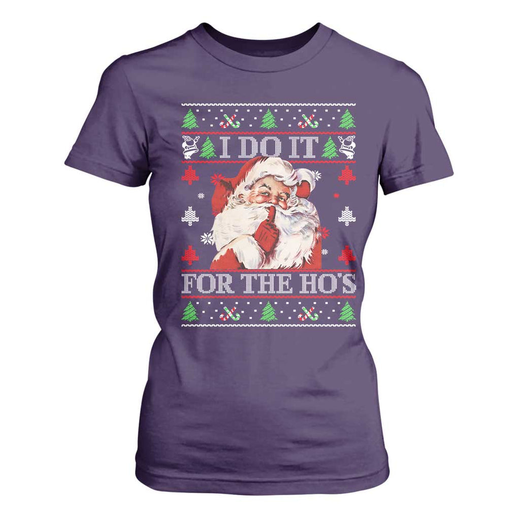 Funny Christmas Santa T Shirt For Women Vintage Santa I Do It For The Ho's Ugly Christmas TS10 Purple Print Your Wear