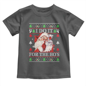 Funny Christmas Santa Toddler T Shirt Vintage Santa I Do It For The Ho's Ugly Christmas TS10 Dark Heather Print Your Wear