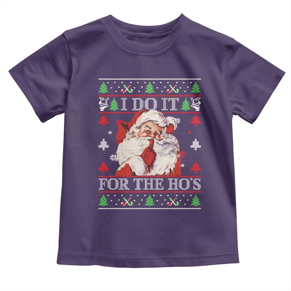 Funny Christmas Santa Toddler T Shirt Vintage Santa I Do It For The Ho's Ugly Christmas TS10 Purple Print Your Wear