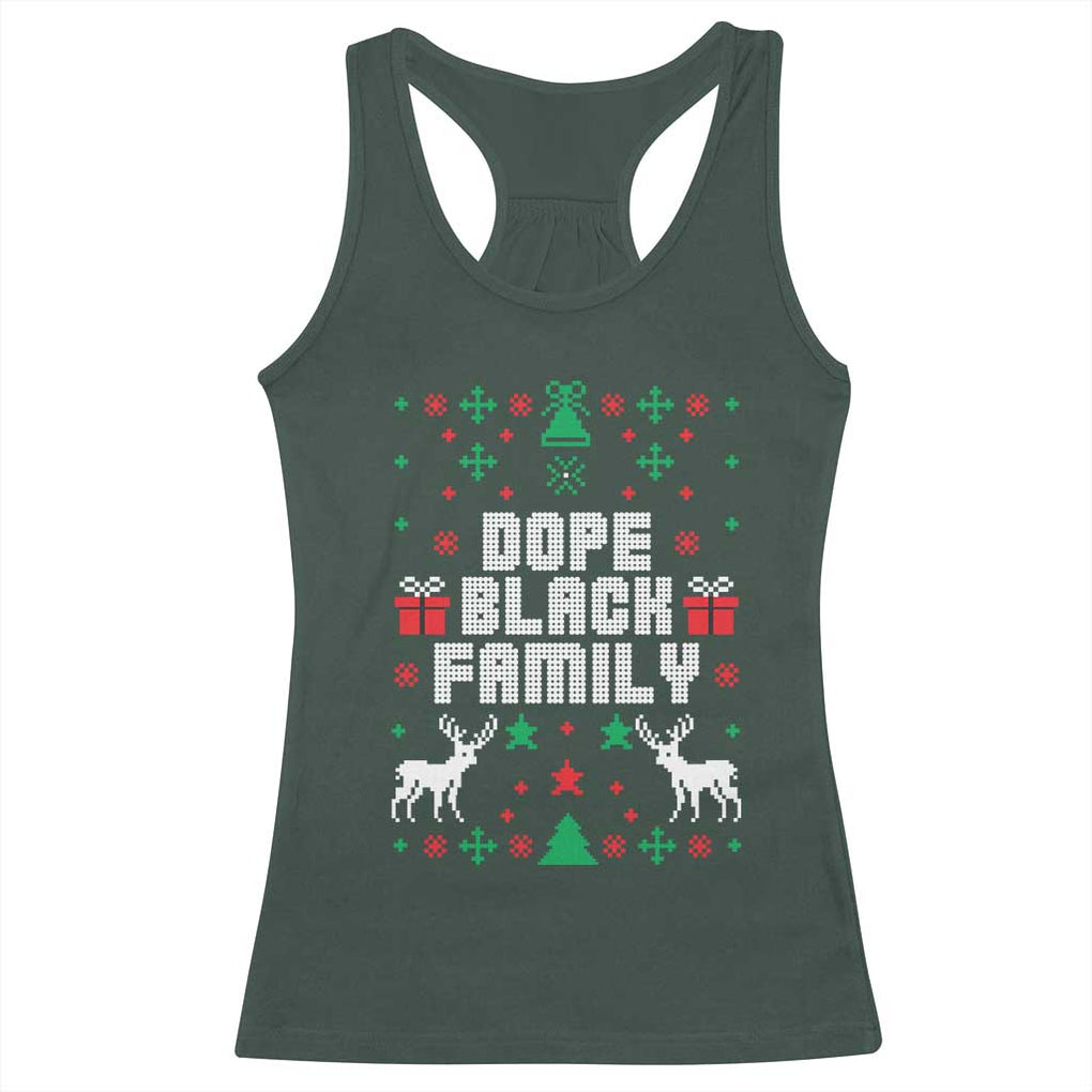 African American Family Christmas Racerback Tank Top Dope Black Family Matching Ugly Christmas TS10 Dark Forest Green Print Your Wear