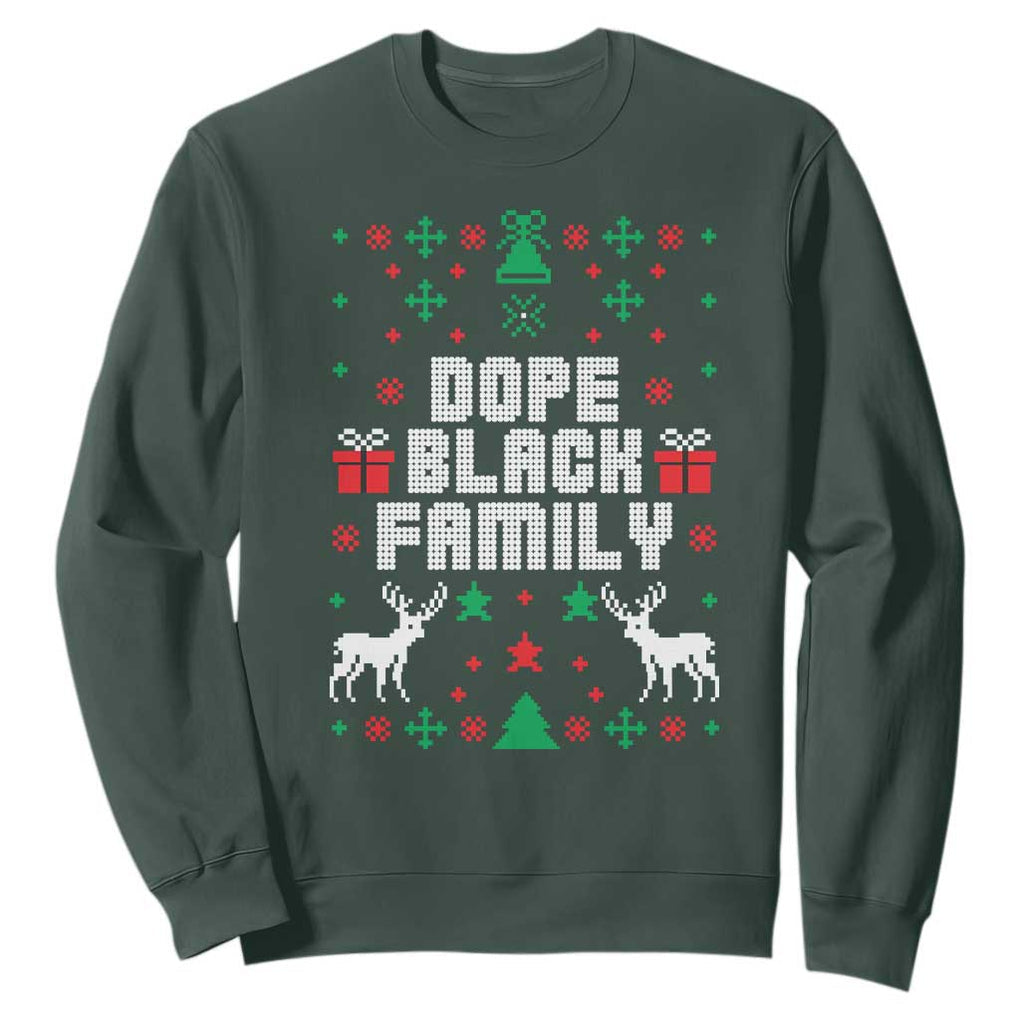 African American Family Christmas Sweatshirt Dope Black Family Matching Ugly Christmas TS10 Dark Forest Green Print Your Wear