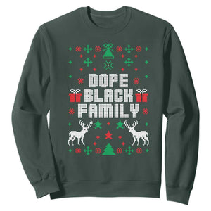 African American Family Christmas Sweatshirt Dope Black Family Matching Ugly Christmas TS10 Dark Forest Green Print Your Wear