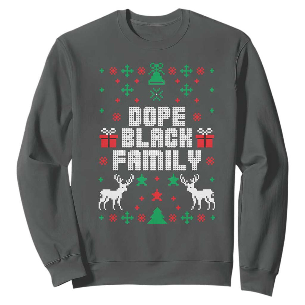 African American Family Christmas Sweatshirt Dope Black Family Matching Ugly Christmas TS10 Dark Heather Print Your Wear