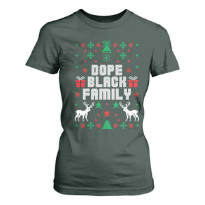 African American Family Christmas T Shirt For Women Dope Black Family Matching Ugly Christmas TS10 Dark Forest Green Print Your Wear