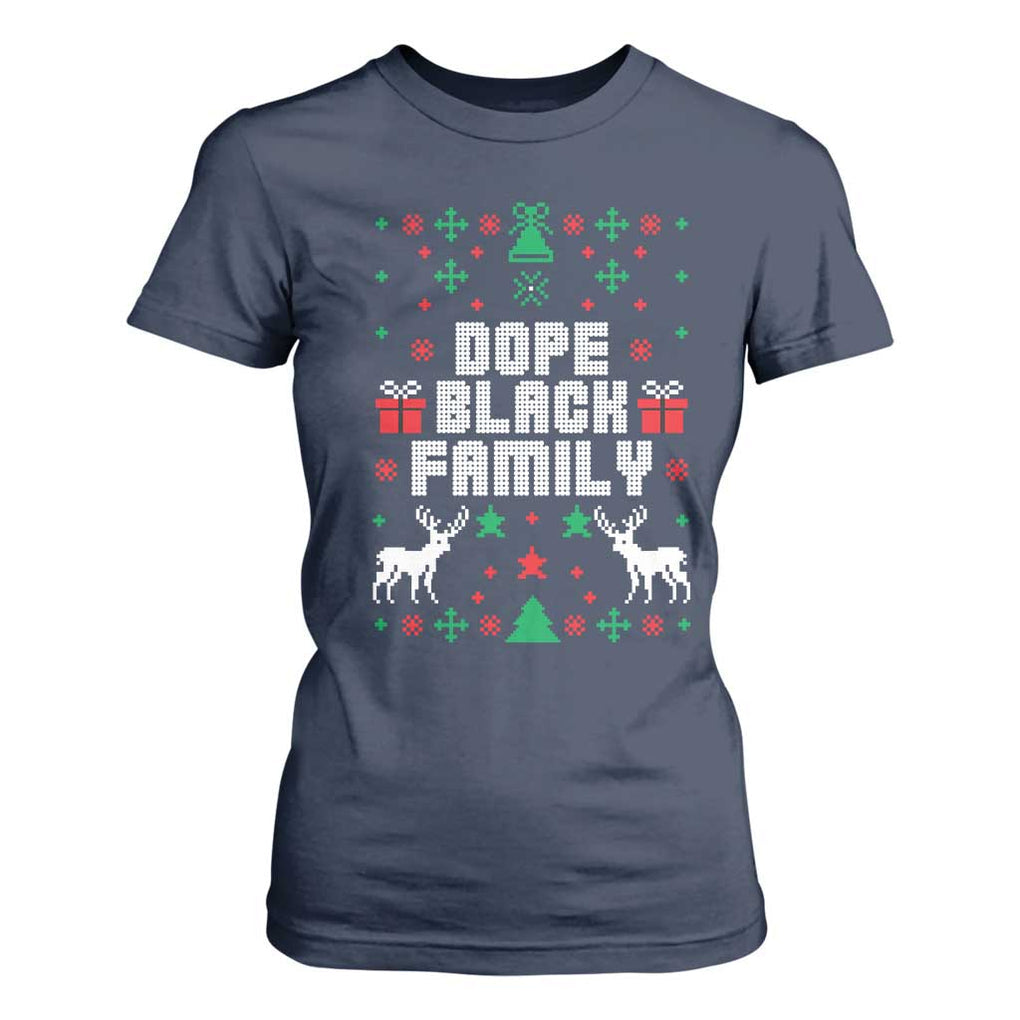 African American Family Christmas T Shirt For Women Dope Black Family Matching Ugly Christmas TS10 Navy Print Your Wear