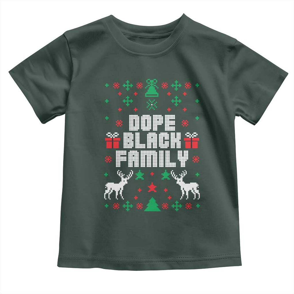 African American Family Christmas Toddler T Shirt Dope Black Family Matching Ugly Christmas TS10 Dark Forest Green Print Your Wear